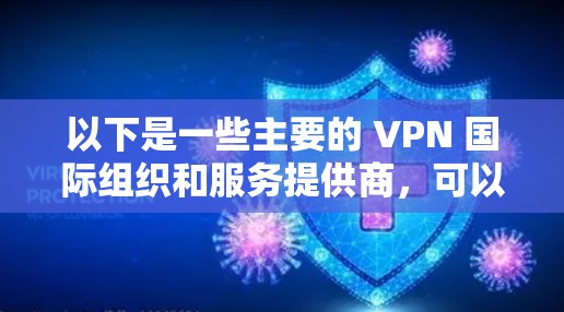 以下是一些主要的 VPN 国际组织和服务提供商，可以提供国外的资源连接